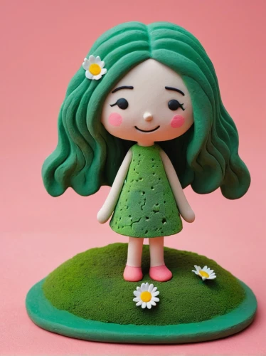 clay doll,handmade doll,clay animation,sewing pattern girls,artist doll,painter doll,clover blossom,girl in flowers,acerola,clover flower,miniature figure,felt flower,doll figure,kokeshi doll,garden fairy,forage clover,3d figure,meadow clover,mint blossom,figurine,Unique,3D,Clay
