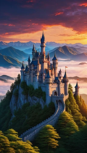 fairy tale castle,fairytale castle,disney castle,fantasy landscape,fairy tale castle sigmaringen,sleeping beauty castle,fairy tale,fairytale,fantasy picture,gold castle,a fairy tale,fantasy world,castel,children's fairy tale,knight's castle,castles,hohenzollern castle,castle,shanghai disney,castle of the corvin,Illustration,Japanese style,Japanese Style 05