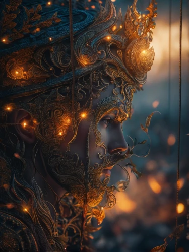 medusa,golden crown,fantasy portrait,golden wreath,golden mask,fantasy art,the enchantress,masquerade,gold filigree,fire dancer,3d fantasy,golden rain,fractalius,mandelbulb,shaman,fractals art,poseidon,ornate,fantasia,venetian mask,Photography,General,Fantasy