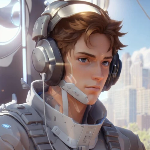 rein,headset profile,tracer,engineer,cg artwork,helicopter pilot,pilot,headset,drone operator,city ​​portrait,cyborg,operator,drone pilot,wireless headset,fighter pilot,hk,shepard,glider pilot,male character,atlas,Game&Anime,Pixar 3D,Pixar 3D