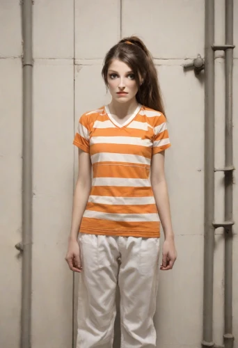prisoner,isolated t-shirt,prison,horizontal stripes,girl in t-shirt,captivity,handcuffed,detention,arbitrary confinement,mime artist,in custody,mime,asylum,photo session in torn clothes,eleven,television character,arrest,striped background,video scene,a uniform