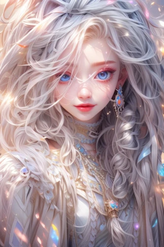 the snow queen,elsa,suit of the snow maiden,white rose snow queen,ice queen,opal,fantasy portrait,luminous,ice princess,winterblueher,fairy tale character,winter dream,fairy queen,aurora,frozen,child fairy,mystical portrait of a girl,rapunzel,little girl fairy,snowflake background