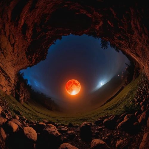 lava tube,total lunar eclipse,lava cave,blood moon eclipse,door to hell,360 ° panorama,lunar eclipse,total eclipse,blood moon,ring of fire,lava,solar eclipse,lava balls,fisheye lens,360 °,eclipse,molten,fire planet,black hole,magma,Photography,General,Natural