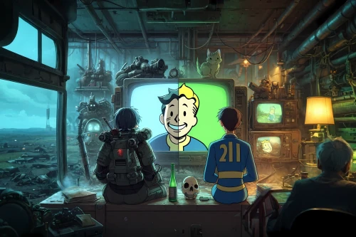 fallout4,fallout,fallout shelter,fresh fallout,game art,game illustration,gunkanjima,video conference,game arc,video games,adventure game,cyberpunk,the computer screen,game room,videogames,analog television,television,the fan's background,video gaming,cartoon video game background