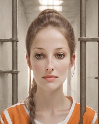 katniss,prisoner,princess leia,lily-rose melody depp,maya,doll's facial features,bb-8,prison,young woman,beautiful face,the girl's face,district 9,portrait of a girl,detention,orange,angel face,madeleine,teen,cinnamon girl,burglary