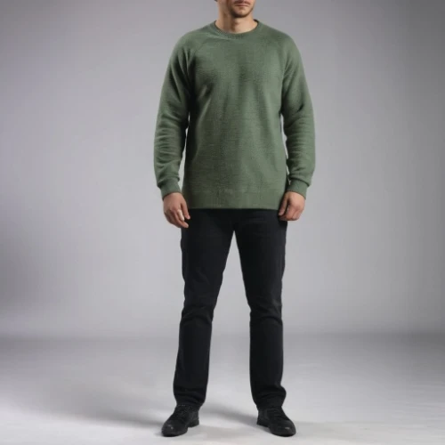 long-sleeved t-shirt,male model,men's wear,knitting clothing,long-sleeve,long underwear,men clothes,sage green,isolated t-shirt,sweatshirt,a uniform,khaki,knitwear,men's,gray-green,khaki pants,standing man,garment,benetton,man's fashion