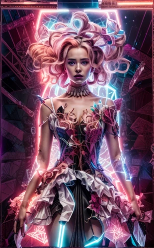 zodiac sign libra,rosa ' amber cover,neo-burlesque,cyberpunk,electro,libra,eleven,voltage,cyber,electrified,magazine cover,zodiac sign gemini,aura,pink double,streampunk,cyborg,media concept poster,cg artwork,gemini,neon carnival brasil