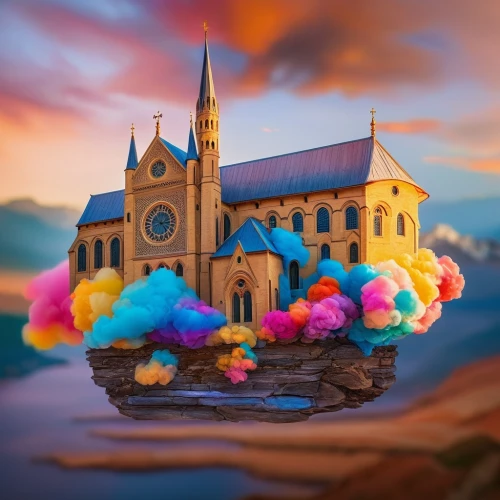 church painting,3d fantasy,world digital painting,fantasy landscape,fairy tale castle,monastery,the festival of colors,church faith,hogwarts,temple fade,fairytale castle,haunted cathedral,fantasy picture,easter festival,cathedral,house of prayer,advent market,harvest festival,sacred art,gold castle,Photography,General,Natural