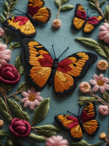 butterfly floral,butterfly background,embroidered flowers,butterfly pattern,ulysses butterfly,moths and butterflies,butterflies,butterfly isolated,embroidery,julia butterfly,vintage embroidery,butterfly,french butterfly,butterfly on a flower,isolated butterfly,embroidered leaves,fabric painting,hesperia (butterfly),vanessa (butterfly),tropical butterfly,Photography,General,Cinematic