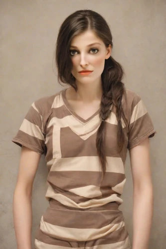 girl in t-shirt,isolated t-shirt,portrait background,clove,ammo,striped background,horizontal stripes,image manipulation,see-through clothing,girl in a long,women's clothing,in a shirt,long-sleeved t-shirt,brown fabric,image editing,tshirt,photoshop manipulation,women clothes,young woman,girl in cloth