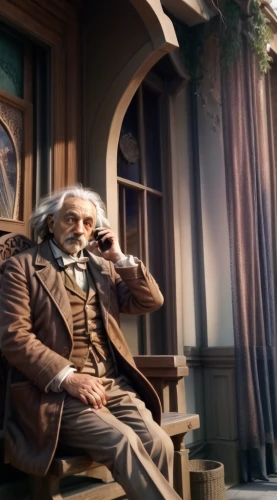 digital compositing,christmas carol,albert einstein,man on a bench,watchmaker,cg artwork,elderly man,french digital background,clockmaker,portrait background,abraham,hans christian andersen,background image,shoemaker,man with a computer,george washington,christmas banner,time traveler,persian poet,einstein