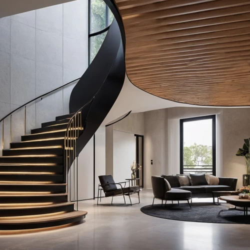 circular staircase,winding staircase,staircase,spiral staircase,wooden stair railing,outside staircase,wooden stairs,spiral stairs,interior modern design,steel stairs,stair,stairs,contemporary decor,luxury home interior,modern decor,stairwell,stone stairs,penthouse apartment,winding steps,interior design,Photography,General,Realistic