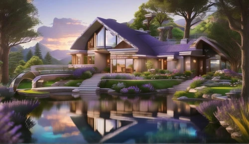 beautiful home,summer cottage,home landscape,house in the forest,pool house,house by the water,house with lake,house in the mountains,house in mountains,idyllic,cottage,luxury property,holiday villa,landscape background,luxury home,private house,lonely house,the cabin in the mountains,bungalow,world digital painting