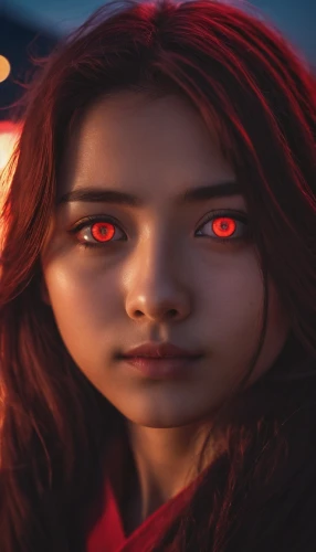 fire red eyes,fire eyes,scarlet witch,red eyes,vampire woman,women's eyes,red-eye effect,red skin,asuka langley soryu,red riding hood,little red riding hood,fiery,visual effect lighting,vampire lady,devil,heterochromia,red russian,fire siren,vampire,orange eyes,Photography,General,Cinematic