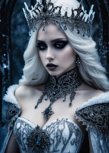 the snow queen,ice queen,white rose snow queen,suit of the snow maiden,ice princess,gothic fashion,gothic woman,gothic portrait,fairy queen,celtic queen,queen of the night,gothic style,blue enchantress,eternal snow,fairy tale character,the enchantress,priestess,winterblueher,fantasy art,fantasy woman,Illustration,Realistic Fantasy,Realistic Fantasy 46