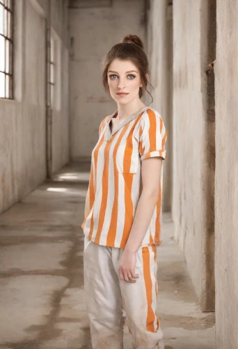 prisoner,prison,isolated t-shirt,girl in t-shirt,striped background,liberty cotton,orange,girl with cloth,photo session in torn clothes,girl in overalls,eleven,auschwitz 1,workhouse,auschwitz,women's clothing,orange robes,horizontal stripes,girl in cloth,cotton top,young model istanbul