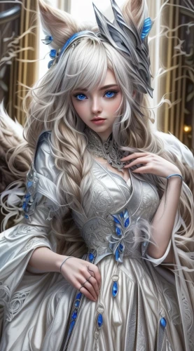 fairy tale character,kitsune,alice,white rose snow queen,fantasy portrait,fennec,suit of the snow maiden,the snow queen,fairytale characters,masquerade,fairy queen,constellation unicorn,priestess,jessamine,white cat,mezzelune,fae,libra,fuki,eglantine