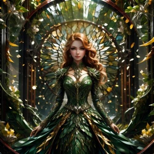 the enchantress,merida,fairy queen,celtic queen,fantasy woman,cinderella,fantasy picture,queen cage,fairy tale character,queen of the night,green wreath,celtic woman,fae,poison ivy,rosa 'the fairy,faery,fantasy art,fantasia,green aurora,goddess of justice
