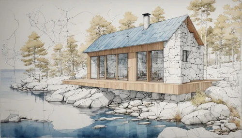 small cabin,inverted cottage,house with lake,summer cottage,house by the water,floating huts,cottage,boat house,summer house,boathouse,fisherman's hut,fisherman's house,wooden house,house drawing,timber house,log cabin,wooden hut,stilt house,the cabin in the mountains,mountain hut,Unique,Design,Blueprint