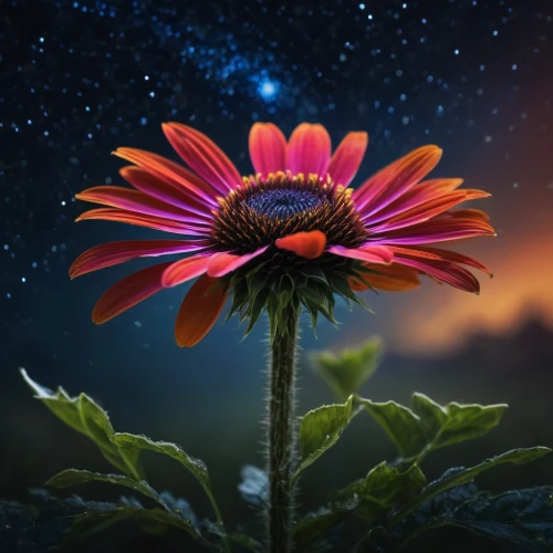 flower in sunset,flower background,african daisy,cosmic flower,magic star flower,echinacea,flowers png,colorful daisy,gerbera flower,south african daisy,starflower,flowers celestial,coneflower,night-blooming cactus,coneflowers,star flower,splendor of flowers,daisy flower,wood daisy background,echinacea purpurea,Photography,General,Fantasy