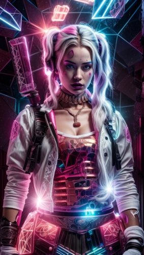 cyberpunk,electro,harley quinn,cyber,nora,cyborg,voltage,harley,eleven,electrified,operator,magenta,80s,symetra,electric,cybernetics,cable,cyber glasses,female doctor,elektroniki