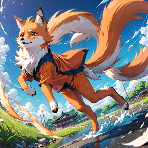 garden-fox tail,nine-tailed,sand fox,firefox,fox,a fox,child fox,cute fox,kitsune,red fox,inari,akita,howl,redfox,foxtail,furta,adorable fox,alibaba,mozilla,tails,Anime,Anime,Realistic