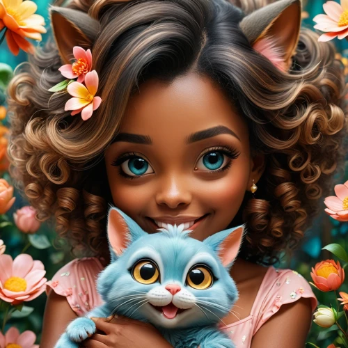 doll cat,cartoon cat,fantasy portrait,artist doll,cute cartoon character,tiana,custom portrait,dolls,moana,cat lovers,world digital painting,fashion dolls,doll's facial features,lilo,q30,cute cartoon image,portrait background,kittens,romantic portrait,digital art,Photography,General,Fantasy