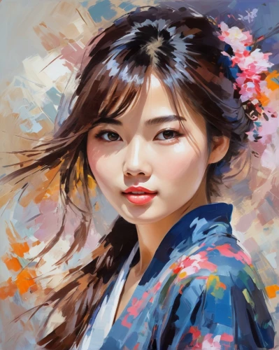 japanese woman,chinese art,japanese art,flower painting,geisha girl,geisha,oriental girl,asian woman,girl portrait,art painting,vietnamese woman,world digital painting,girl in flowers,digital painting,oil painting,photo painting,hanbok,painting technique,mystical portrait of a girl,japanese floral background,Conceptual Art,Oil color,Oil Color 10