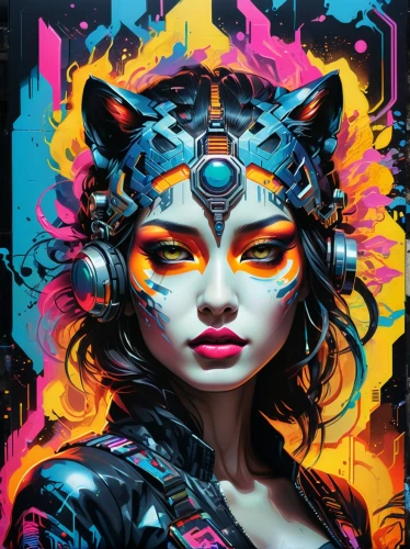 cyberpunk,masquerade,cat vector,world digital painting,fantasy portrait,feline,digital painting,cyborg,echo,cyber,digital art,kali,vector girl,feline look,aura,catwoman,jaya,lynx,vector illustration,digital illustration,Photography,General,Natural