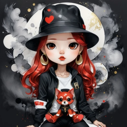 little red riding hood,red riding hood,artist doll,queen of hearts,painter doll,redhead doll,red hat,cute cartoon image,scarlet witch,girl wearing hat,fashion doll,red coat,cute cartoon character,red cap,doll cat,fairy tale character,kitsune,red heart,fantasy portrait,fashion dolls