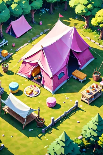 campsite,campground,tents,camping,small camper,camping tents,autumn camper,yurts,tourist camp,glamping,campers,camp,elephant camp,tent,summer cottage,camping tipi,game illustration,knight tent,isometric,low poly,Anime,Anime,Traditional