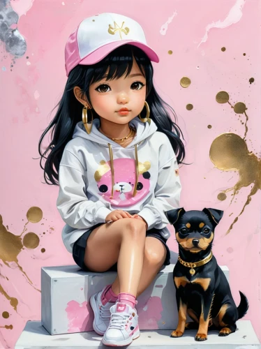 girl with dog,kids illustration,artist doll,fashion dolls,painter doll,dog illustration,fashion doll,cute cartoon character,boy and dog,anime japanese clothing,fashionable girl,child girl,cute cartoon image,little boy and girl,fashion girl,girl sitting,girl doll,kawaii girl,girl and boy outdoor,girl with cereal bowl,Conceptual Art,Fantasy,Fantasy 03