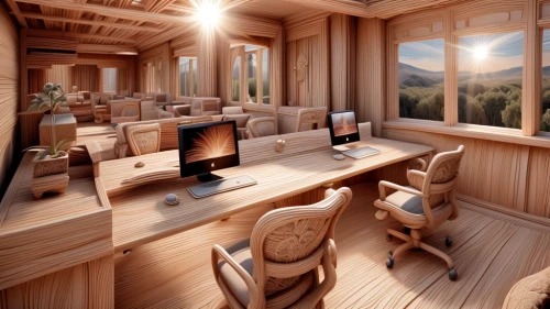 3d rendering,wooden desk,modern office,creative office,cabin,study room,wooden sauna,working space,the cabin in the mountains,render,board room,3d render,secretary desk,3d rendered,writing desk,conference room,log cabin,wooden mockup,log home,computer room