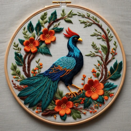 floral and bird frame,vintage embroidery,ornamental bird,an ornamental bird,embroidery,embroidered flowers,needlework,decoration bird,blue birds and blossom,phoenix rooster,bird painting,decorative plate,embroidered leaves,vintage rooster,embroidered,floral ornament,flower and bird illustration,embroider,enamelled,peacocks carnation,Photography,General,Fantasy