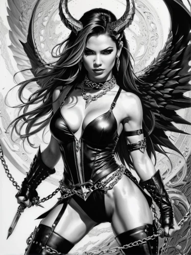 dark angel,black angel,archangel,female warrior,death angel,the archangel,warrior woman,fantasy woman,angel of death,heroic fantasy,evil fairy,huntress,black widow,fantasy art,scarlet witch,goddess of justice,angel and devil,winged,angelology,angels of the apocalypse,Illustration,Black and White,Black and White 30
