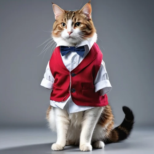 napoleon cat,red tabby,caterer,formal wear,waiter,formal attire,veterinarian,sweater vest,cat image,gentlemanly,red cat,bow-tie,businessman,tom cat,animals play dress-up,formal guy,tuxedo,bartender,aristocrat,bow tie,Photography,General,Realistic