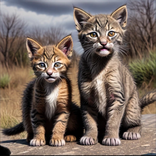 american wirehair,american bobtail,two cats,american shorthair,felines,cat family,kittens,breed cat,baby cats,felidae,vintage cats,cats on brick wall,big cats,cattles,toyger,cats,cute animals,tabby cat,whiskered,strays