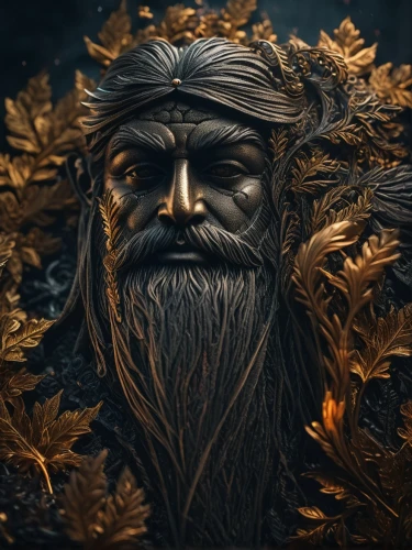 forest man,sadhu,druid,woodsman,autumn icon,sadhus,odin,wood elf,dwarf sundheim,forest king lion,fantasy portrait,thorin,lokportrait,poseidon god face,poseidon,wooden mask,sea god,elder,dwarf,indian sadhu,Photography,General,Fantasy