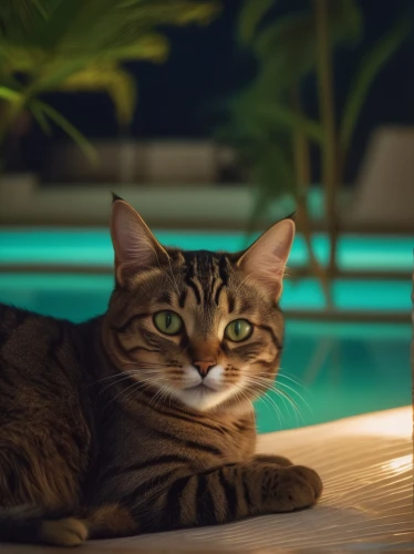 toyger,european shorthair,american shorthair,aegean cat,photo session at night,cat portrait,mowgli,domestic short-haired cat,cat resting,cat on a blue background,night watch,cat greece,bokeh,patio heater,summer evening,american wirehair,chausie,bengal cat,golden eyes,cat,Photography,General,Cinematic