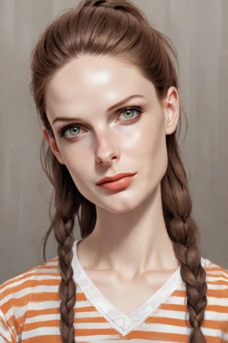 pippi longstocking,artificial hair integrations,realdoll,female model,girl portrait,braids,natural cosmetic,french braid,portrait of a girl,portrait background,braiding,girl in a long,digital painting,lilian gish - female,pigtail,woman face,world digital painting,braid,angelica,fashion vector,Digital Art,Comic