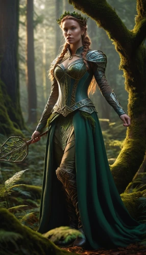 elven forest,celtic queen,dryad,elven,fae,fantasy picture,the enchantress,heroic fantasy,wood elf,druid,fantasy portrait,fantasy art,merida,faerie,fantasy woman,faery,green aurora,sorceress,celtic woman,fairy tale character,Photography,General,Sci-Fi