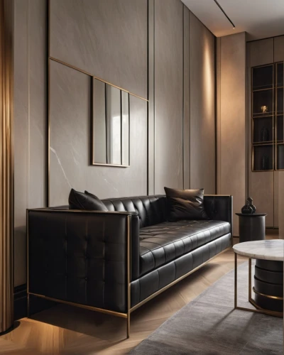 apartment lounge,contemporary decor,interior modern design,modern decor,luxury home interior,chaise lounge,modern living room,livingroom,interior design,modern room,interiors,sitting room,dark cabinetry,search interior solutions,living room,corten steel,modern style,room divider,gold wall,interior decoration,Photography,General,Realistic