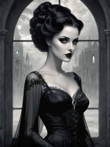 gothic woman,gothic portrait,gothic fashion,dark gothic mood,vampire lady,victorian lady,gothic dress,gothic style,vampire woman,goth woman,gothic,widow,victorian style,vampira,lady of the night,fantasy portrait,dark angel,queen of the night,dark art,dead bride,Photography,Black and white photography,Black and White Photography 08