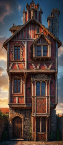 crooked house,medieval architecture,crispy house,fairy tale castle sigmaringen,scherhaufa,half-timbered house,fairy tale castle,wooden house,half-timbered,house insurance,dracula castle,medieval castle,timber framed building,french building,half timbered,bethlen castle,two story house,ancient house,fairytale castle,gold castle,Photography,General,Fantasy