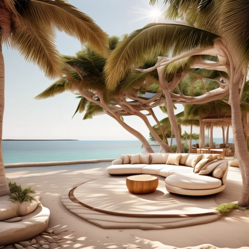 beach furniture,patio furniture,outdoor furniture,3d rendering,beach resort,dream beach,render,holiday villa,sunlounger,garden furniture,tropical house,luxury property,chaise lounge,3d render,cabana,resort,3d rendered,beach chairs,tropical beach,outdoor sofa