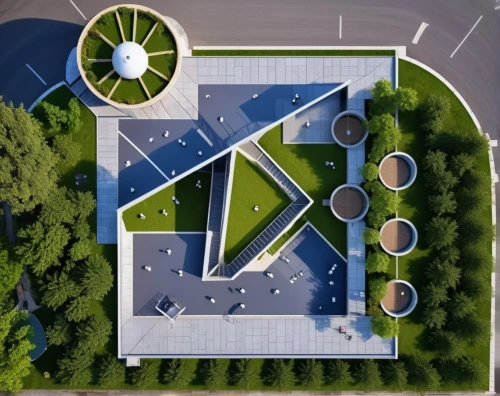 school design,solar cell base,basketball court,aerial view umbrella,tennis court,sewage treatment plant,helipad,sky space concept,paddle tennis,folding roof,highway roundabout,autostadt wolfsburg,bird's-eye view,sky apartment,playground slide,architect plan,ski facility,rescue helipad,3d rendering,outdoor play equipment,Photography,General,Realistic