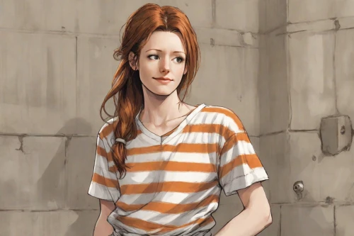clary,clementine,girl in t-shirt,the girl at the station,nora,digital painting,main character,red-haired,prisoner,worried girl,cinnamon girl,girl portrait,girl studying,girl drawing,lori,vanessa (butterfly),portrait background,portrait of a girl,redheads,young woman,Digital Art,Comic