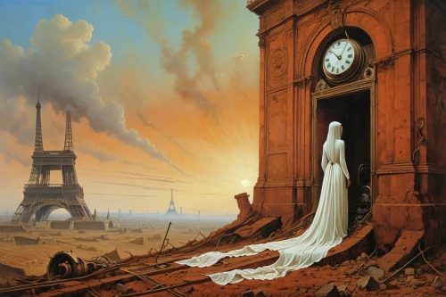 grandfather clock,surrealism,out of time,clocks,universal exhibition of paris,clockmaker,dance of death,surrealistic,flow of time,dali,world clock,clock face,clock,dystopia,four o'clocks,last century,ervin hervé-lóránth,vintage art,still transience of life,time machine,Conceptual Art,Daily,Daily 11