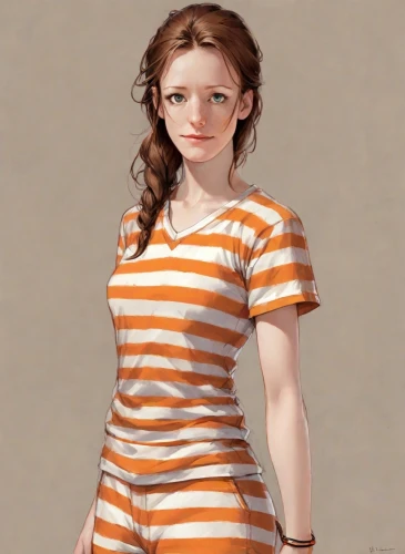 girl in t-shirt,horizontal stripes,pippi longstocking,the girl in nightie,a girl in a dress,girl with cloth,girl portrait,girl in a long,stripes,girl drawing,girl in cloth,striped background,girl in overalls,digital painting,clementine,cinnamon girl,redhead doll,striped,portrait of a girl,lilian gish - female,Digital Art,Comic