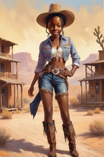 cowgirl,wild west,western,cowgirls,american frontier,western riding,african american woman,countrygirl,country-western dance,afro-american,girl with gun,girl with a gun,cowboy bone,cowboy,sheriff,wild west hotel,rodeo,heidi country,western pleasure,black women,Digital Art,Impressionism